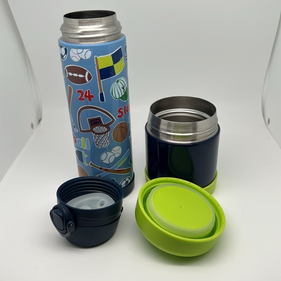 Pottery Barn Kids Mackenzie Water Bottle and Hot & Cold Container Blue Green - Picture 3 of 7